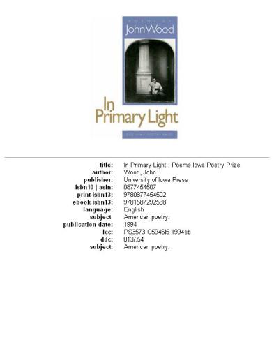 In primary light: poems