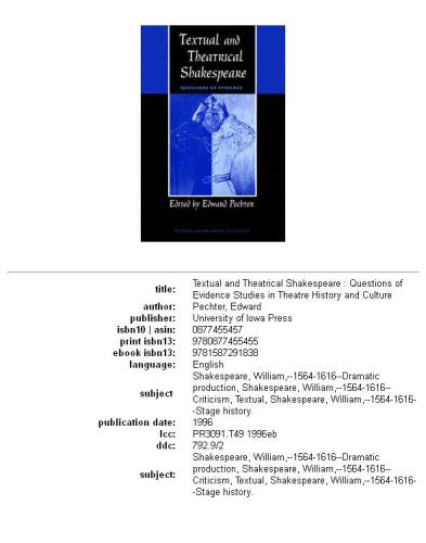 Textual and theatrical Shakespeare: questions of evidence