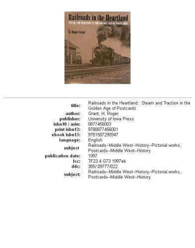 Railroads in the heartland: steam and traction in the golden age of postcards