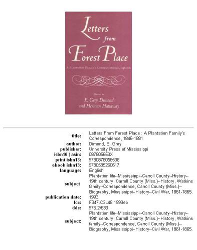 Letters from Forest Place: a plantation family's correspondence, 1846-1881