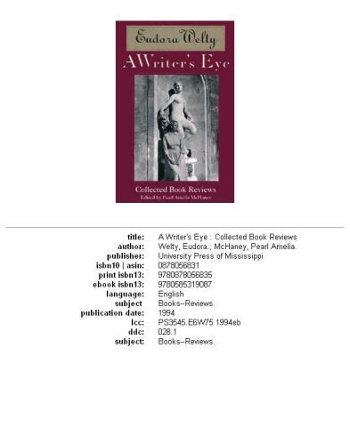 A writer's eye: collected book reviews