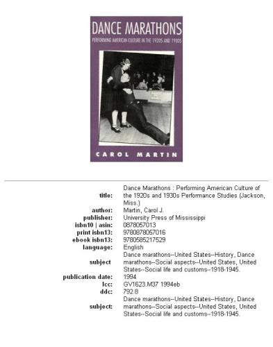 Dance marathons: performing American culture of the 1920s and 1930s