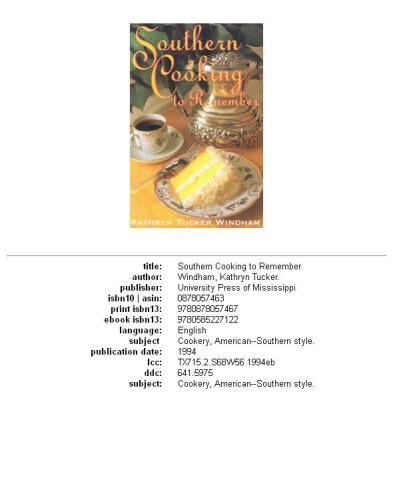 Southern Cooking to Remember