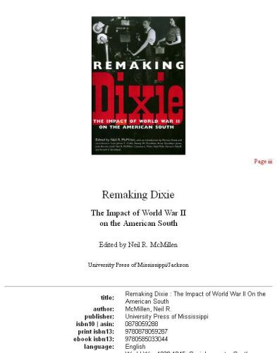 Remaking Dixie: the impact of World War II on the American South