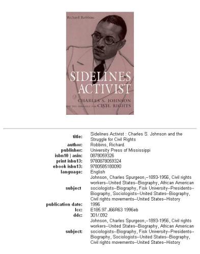 Sidelines activist: Charles S. Johnson and the struggle for civil rights