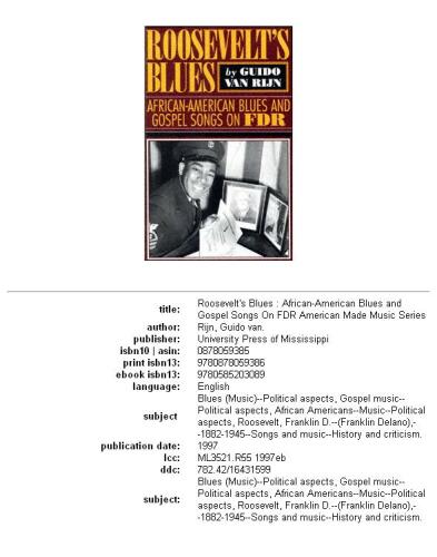 Roosevelt's blues: African-American blues and gospel songs on FDR