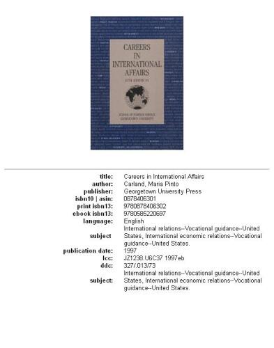 Careers in international affairs