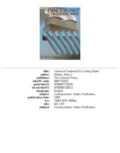 Chemical treatment for cooling water