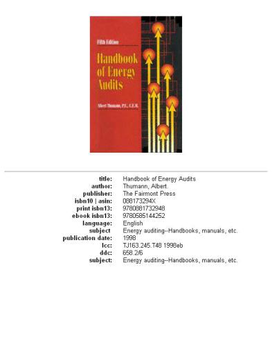 Handbook of energy audits