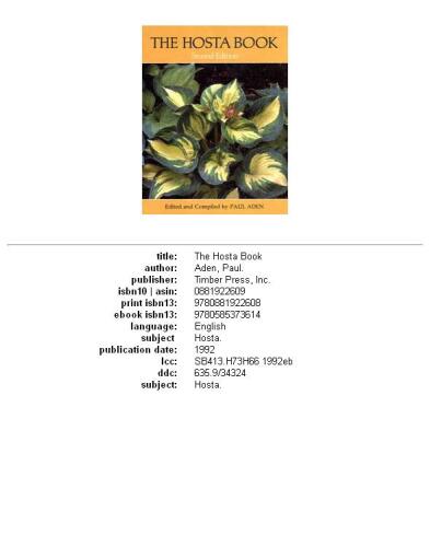 The Hosta Book