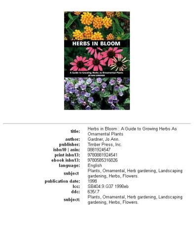 Herbs in bloom: a guide to growing herbs as ornamental plants