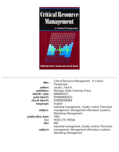 Critical resource management: a control perspective