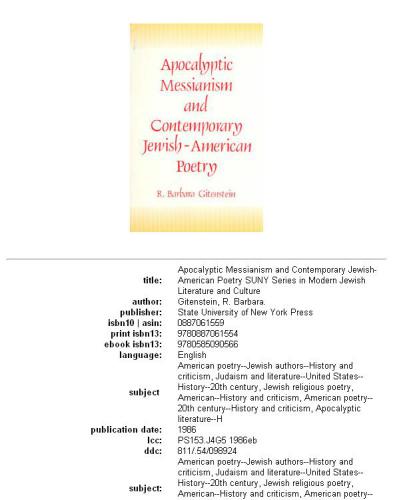 Apocalyptic messianism and contemporary Jewish-American poetry