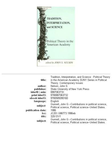 Tradition, interpretation, and science: political theory in the American academy