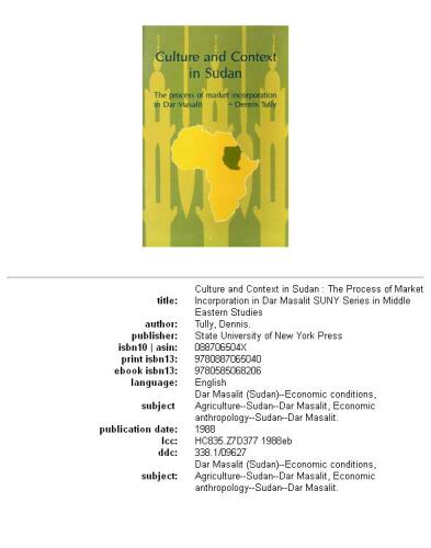 Culture and context in Sudan: the process of market incorporation in Dar Masalit