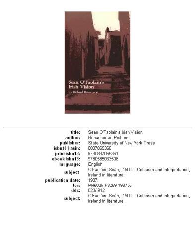 Sean O'Faolain's Irish vision