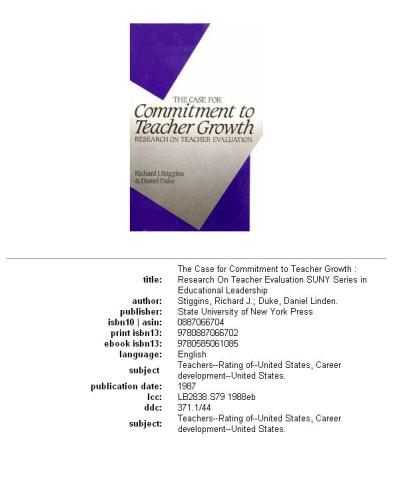 The case for commitment to teacher growth: research on teacher evaluation