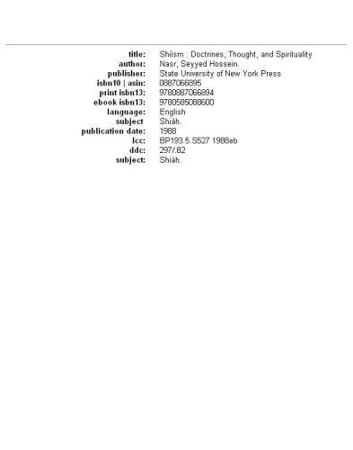 Shiʻism: doctrines, thought, and spirituality