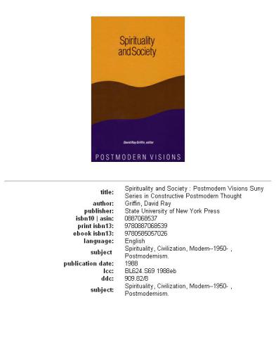 Spirituality and society: postmodern visions