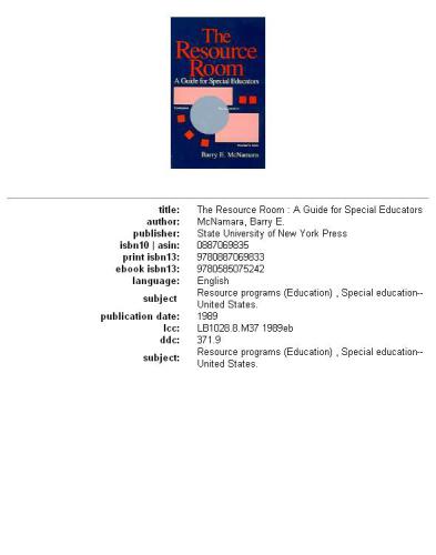 The resource room: a guide for special educators