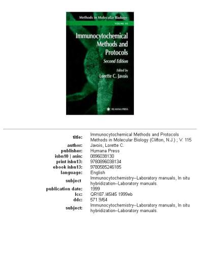 Immunocytochemical methods and protocols