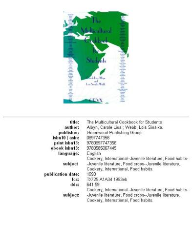 The multicultural cookbook for students