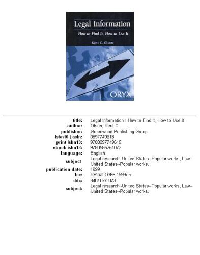 Legal information: how to find it, how to use it