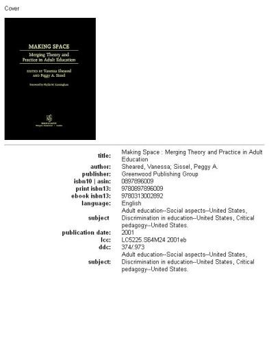 Making space: merging theory and practice in adult education