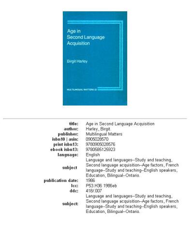 Age in second language acquisition