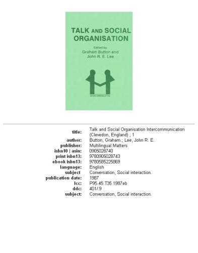 Talk and social organisation