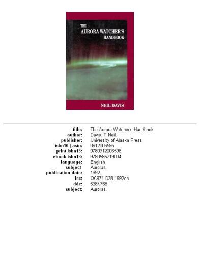 The aurora watcher's handbook