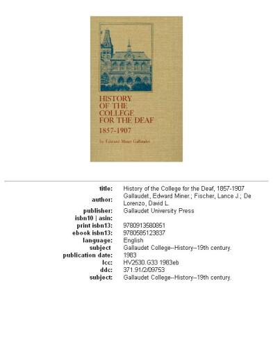 History of the College for the Deaf, 1857-1907