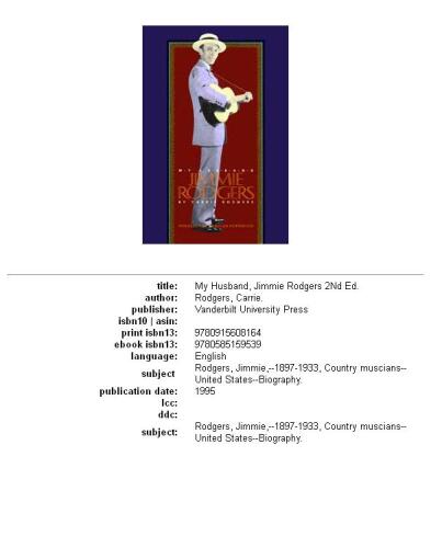 My Husband, Jimmie Rodgers