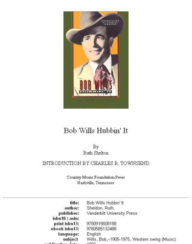 Bob Wills: hubbin' it