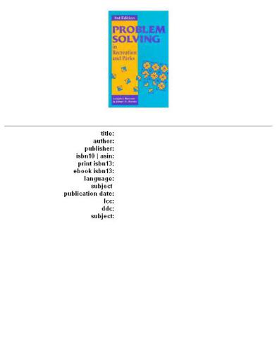 Problem solving in recreation and parks