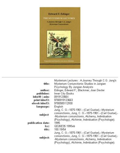 The Mysterium lectures: a journey through C.G. Jung's Mysterium coniunctionis