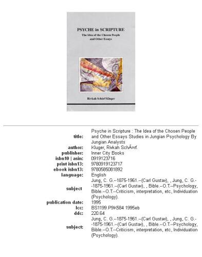 Psyche in scripture: the idea of the chosen people and other essays