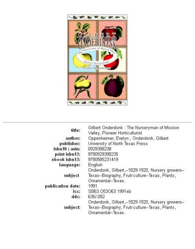 Gilbert Onderdonk: the nurseryman of Mission Valley, pioneer horticulturist