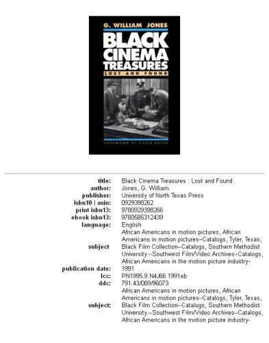 Black cinema treasures: lost and found