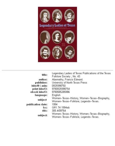 Legendary ladies of Texas, Issue 53