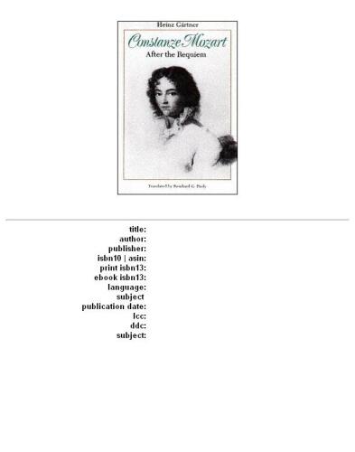 Constanze Mozart: after the Requiem