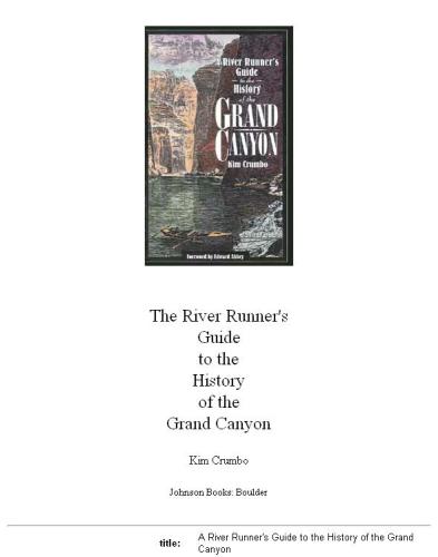 A river runner's guide to the history of the Grand Canyon