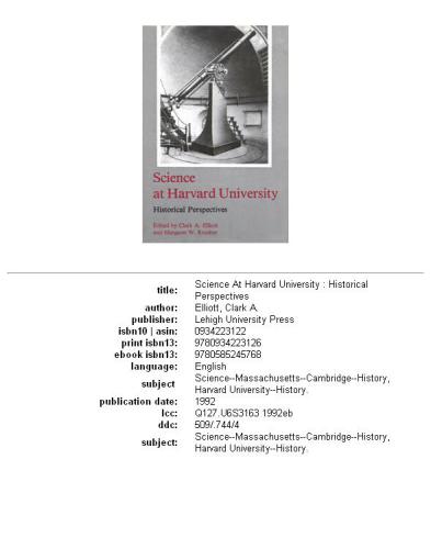 Science at Harvard University: historical perspectives