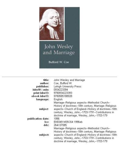 John Wesley and marriage