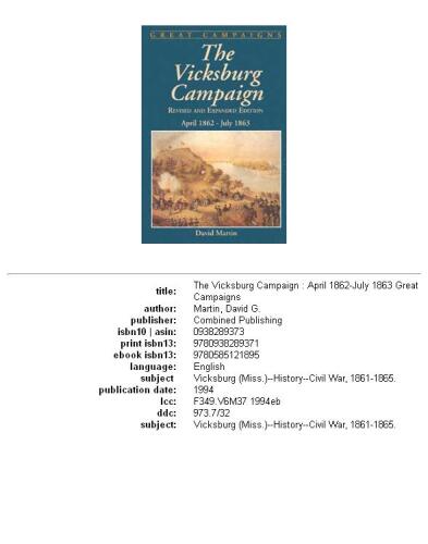 The Vicksburg campaign: April 1862-July 1863