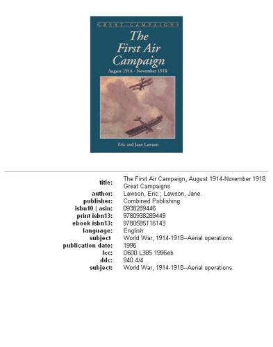 The first air campaign, August 1914-November 1918