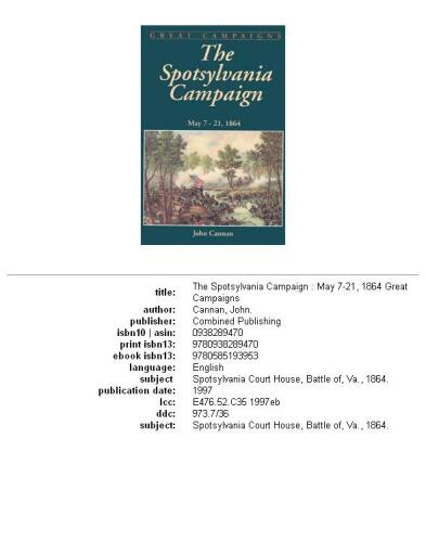 Spotsylvania Campaign: May 7-19, 1864