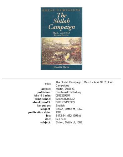 The Shiloh campaign: March - April 1862
