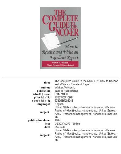 The complete guide to the NCO-ER: how to receive and write an excellent report