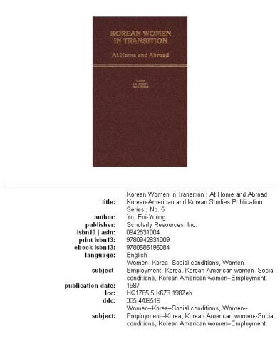 Korean women in transition: at home and abroad